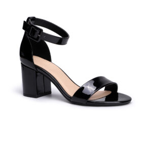 Women's Black Suede Block Heel Sandals, Open Toe Ankle Strap Chunky High Heels for Women Dress Shoes